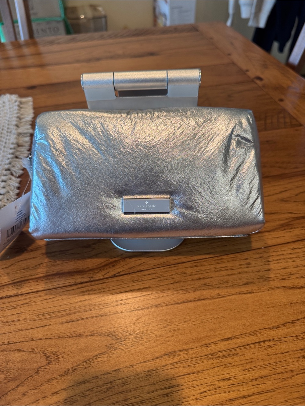 kate spade Metallic Silver Clutch